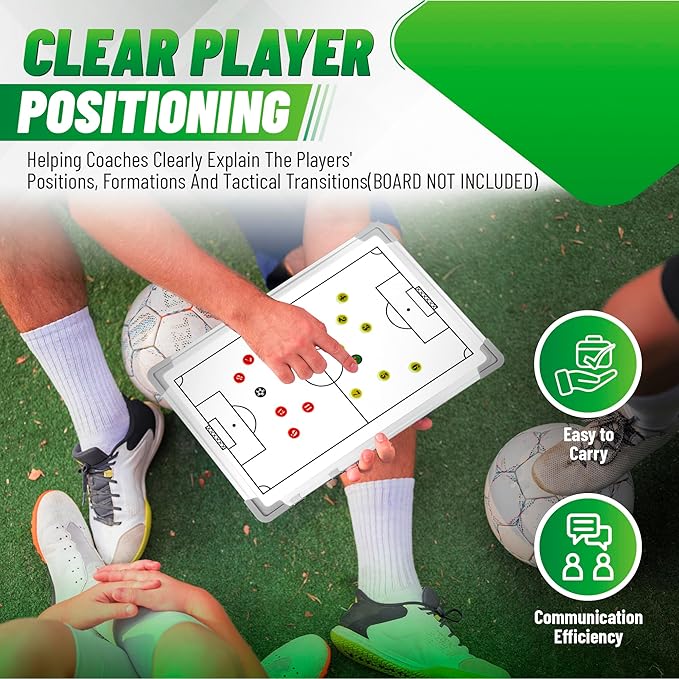 ZPU 27 Picese Soccer Board Magnets, Soccer Magnets Set with 2 Dry Erase Black Marker Pens, 2 Red Marker Pens, 1 Storage Bag, Tactics Strategy Board Coaches Clipboard Accessories (Board NOT Included)