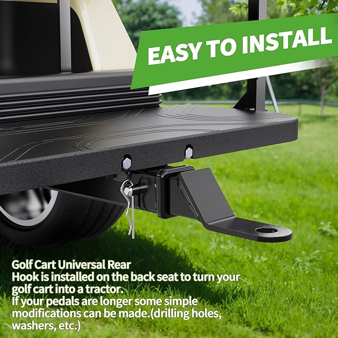 10L0L Deluxe Golf Cart Trailer Hitch Kit, Fit for Backseat Footrest with 2" Receiver High-Strength Universal Fit, Seamless Compatibl Club Car, EZGO, Yamaha, Ideal for Golf Cart Trailers