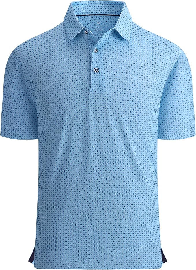 Alex Vando Mens Golf Shirt Moisture Wicking Quick-Dry Print Performance Polo Shirts for Men