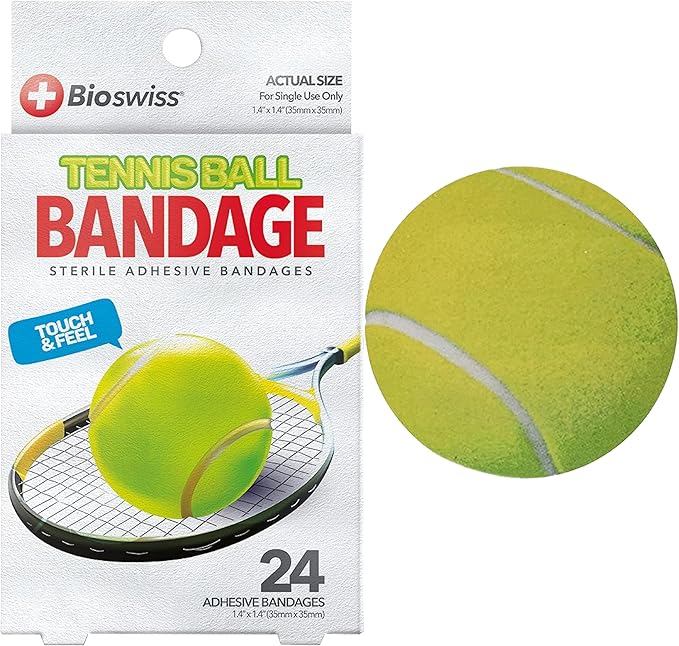 BioSwiss Bandages, Tennis Ball Shaped Self Adhesive Bandage Set, Latex Free, Sterile Wound Care, 24 Count