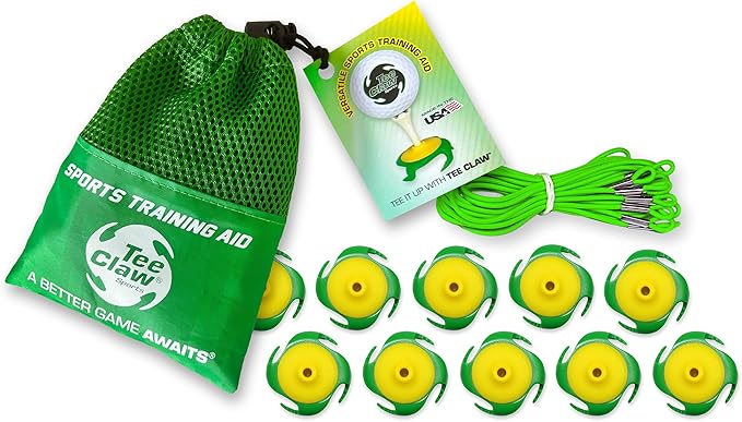 Tee Claw Golf Tee Holder, Golf Mat Tee, Golf Alignment String, Baseball Agility Training for Indoor and Outdoor, Made in The USA.