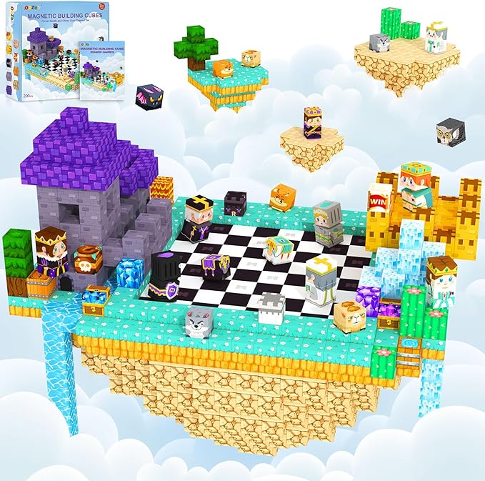 Magnetic Blocks Board Games Chess Set, Magnetic Tiles Building Blocks Kids by Unknown