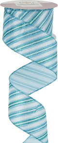 MEEDEE Blue Diagonal Stripe Ribbon 2.5 Inch Blue Satin by MEEDEE