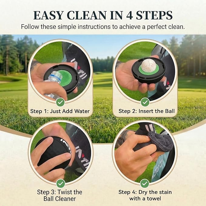 Upgrade Portable Golf Ball Cleaner More Lightweight, Home Golf Ball Washer for Bag, with Replaceable Sponges, Clip-On Design, Premium Golf Accessories Gift