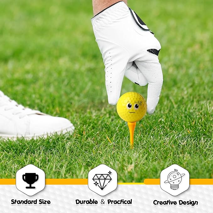 MiniInflat 19 Pcs Funny Golf Balls Set for Kids Adults Includes 12 Emoticon Practice Balls 6 Tees and Gift Box Novelty Golf Accessories for Men Women Birthday