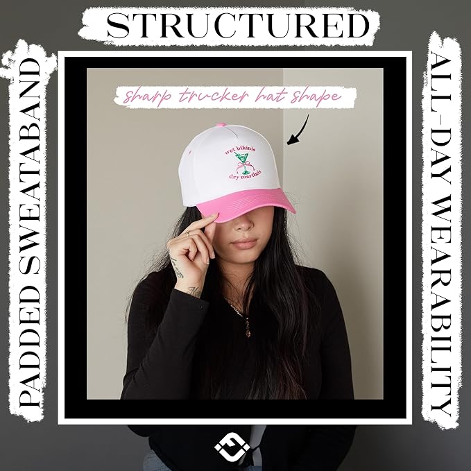 Funky Junque Trucker Hat Women Men 2-Tone Baseball Cap – Vintage Western Style Embroidered Snapback, Premium Cotton Blend