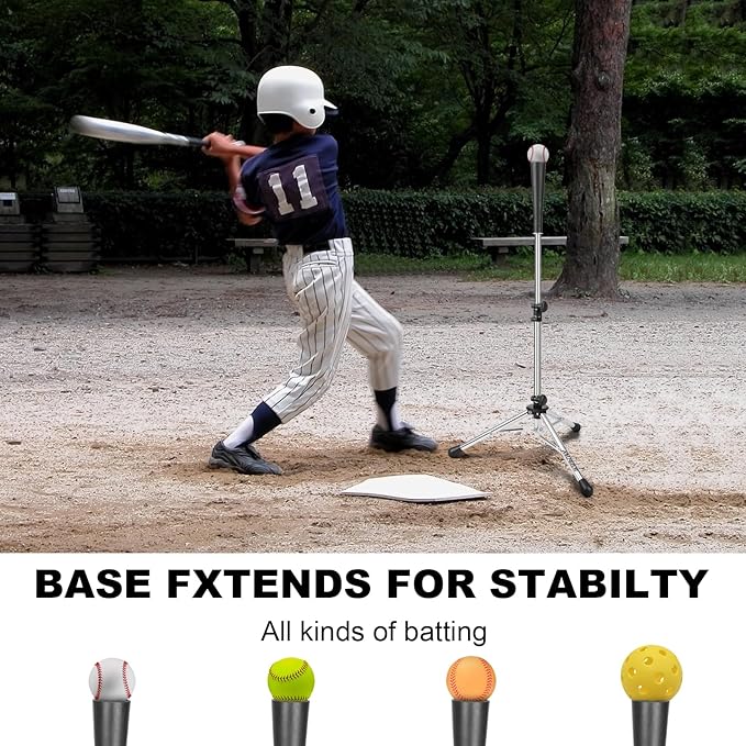 Baseball Tee Batting Tee Softball Tee Portable Travel Hitting Tee,Easy Adjustable Height,Stable Tripod Stand