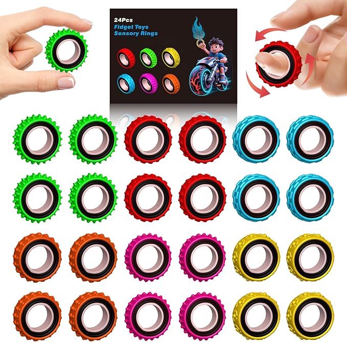 Fidget Toys Sensory Ring for Kids, Finger Spinner Rings Quiet Finger Spinne Fun by RBQXNW