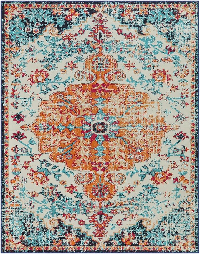 Lahome Boho Rugs for Living Room 8x10, Washable Orange Bedroom Area Rug Soft - Image 9