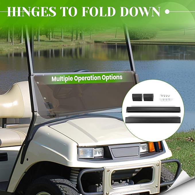 HECASA Tinted Windshield Compatible with 1985-1995 Yamaha G2/G9 Models Golf Cart Fold Down Windscreen