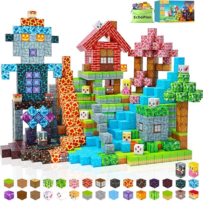 EchoPlan 150PCS Magnetic Blocks, Magnetic Building Blocks, STEM Constructions by EchoPlan