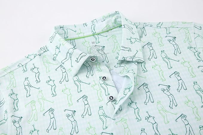 Alex Vando Mens Golf Shirt Moisture Wicking Quick-Dry Print Performance Polo Shirts for Men