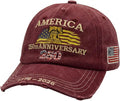 USA 250th Anniversary Hat, Adjustable 250th Anniversary Printed Patriotic Baseball Caps, Tribute Retro Washed Hat
