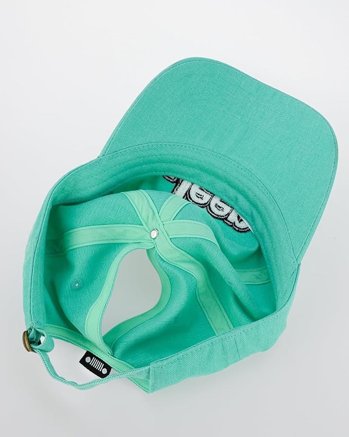 Jeep Women’s Ponytail Hat – Garment Washed Cotton Twill Baseball Cap, Chenille Logo, Adjustable Strap, Low Profile