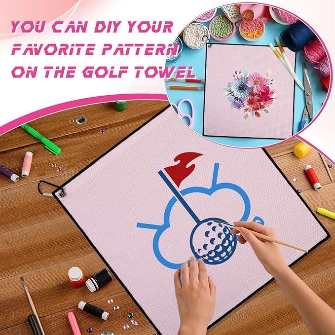 Batiyeer Golf Towel Bulk for Golf Bags 16'' x 16'' Microfiber Fabric Towel with Clip Waffle Pattern, Fitness, Camping, Hiking, Yoga