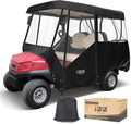 10L0L 2/4/8 Passenger Golf Cart Enclosure for Club Car Precedent/Tempo/Onward, 600D Waterproof Golf Cart Rain Cover, Driving Enclosure with 4-Sided Clear Windows Roll-up Door Black -Roof 58"-141"