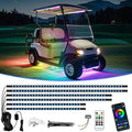 Golf Cart Underbody and Canopy LED Lights 6Pcs, 12V - 80V Input Golf Cart Underglow Light Kit Bluetooth APP Control for EZGO Club Car Yamaha, Music Mic Sync Modes (Included Voltage Reducer)