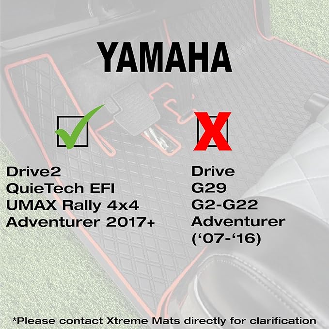 Xtreme MATS Compatible with Yamaha Drive2 Models DR2 EFI QuieTech (2017-2026) Full Coverage Rubber Golf Cart Floor Mat, OEM Flooring Protection for Golfcars (All Black)