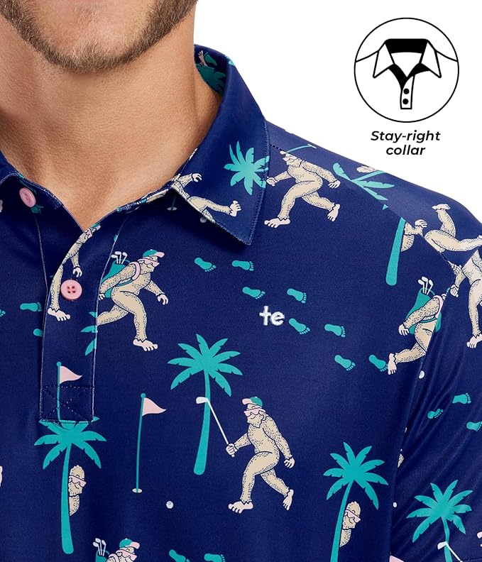 Tipsy Elves Men's Performance Golf Shirt - 4-Way Stretch, Quick Dry, Athletic Cut - Golf Polo