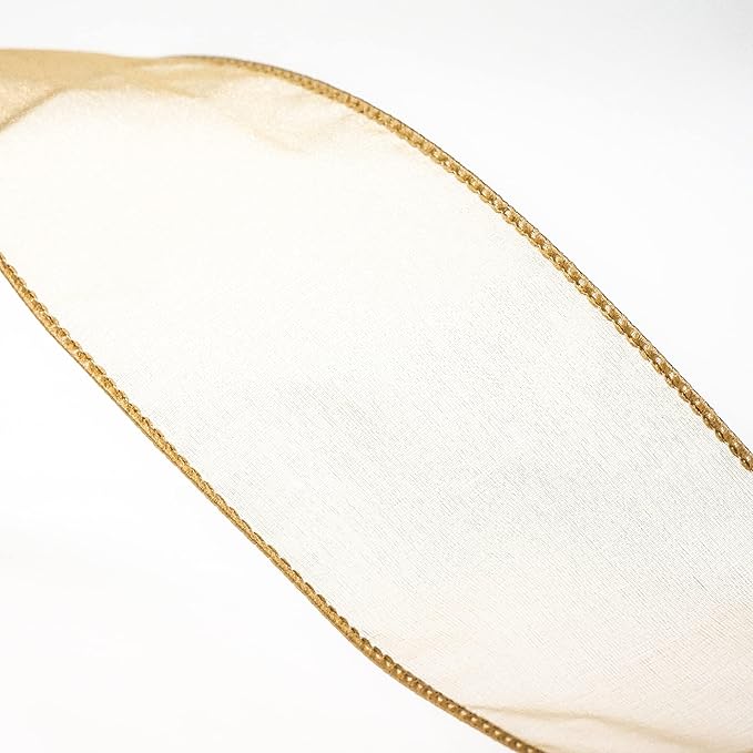 CT CRAFT LLC Sheer Organza Wired Ribbon 2.5" x 50Yards Tan - Image 4