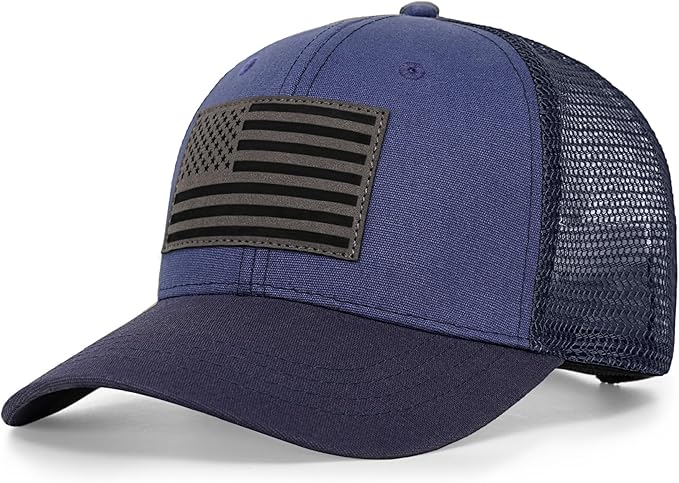 American Flag Trucker Hat - Snapback Hats for Men Women Baseball Cap - Breathable Mesh & Adjustable Fit for Casual Wear