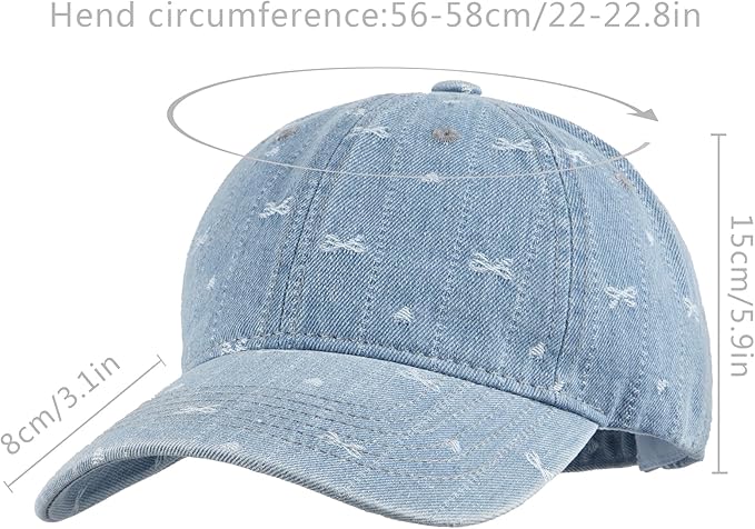 Hoce Fashion Rhinestone Denim Baseball Cap Studded Bling Hat for Women
