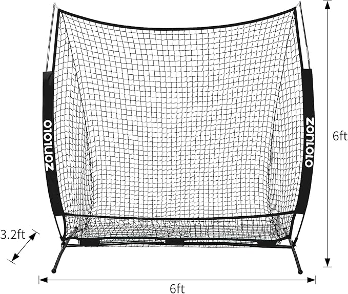 Zonlolo 6 x 6 FT Baseball Net with 3 Diffferent Targets, Portable Practice Net for Batting，Hitting，Pitching and Throwing,Compact Package with Small Carrying Bag，Great for Kids