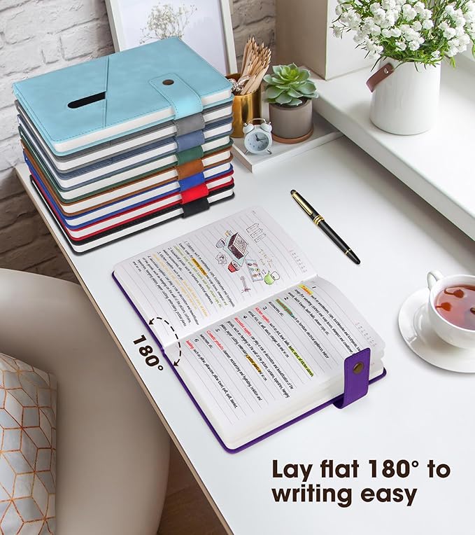 Purple A5 Lined Leather Journal Notebook - Image 4