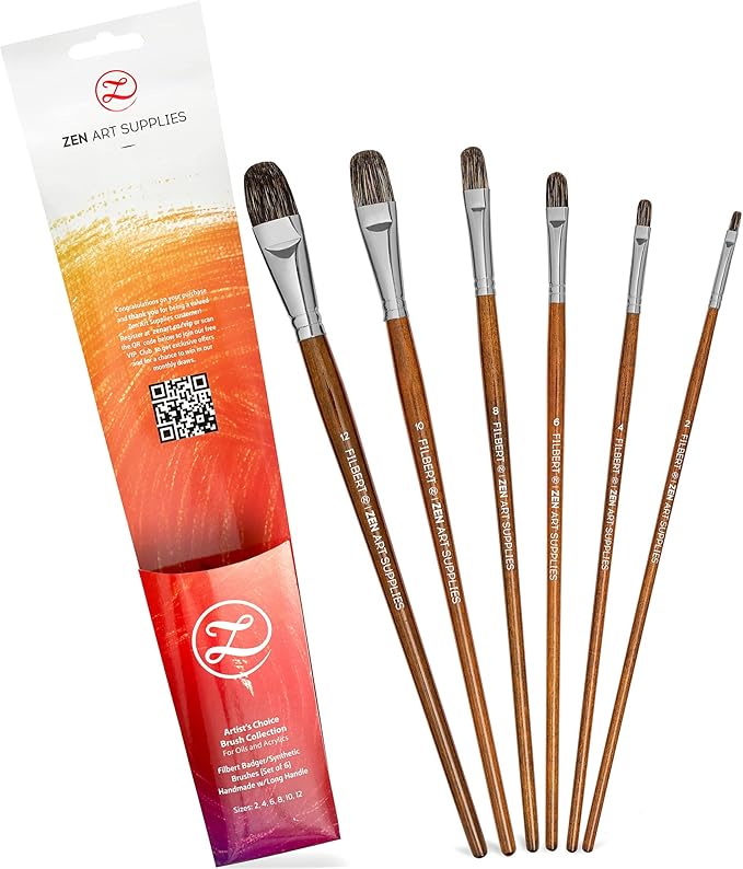 Professional Filbert Paint Brushes by ZenARTSupplies