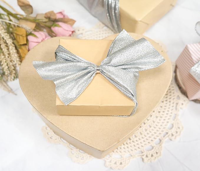CT CRAFT LLC Glitter Wired Ribbon 4" x 10 Yards Silver - Image 5