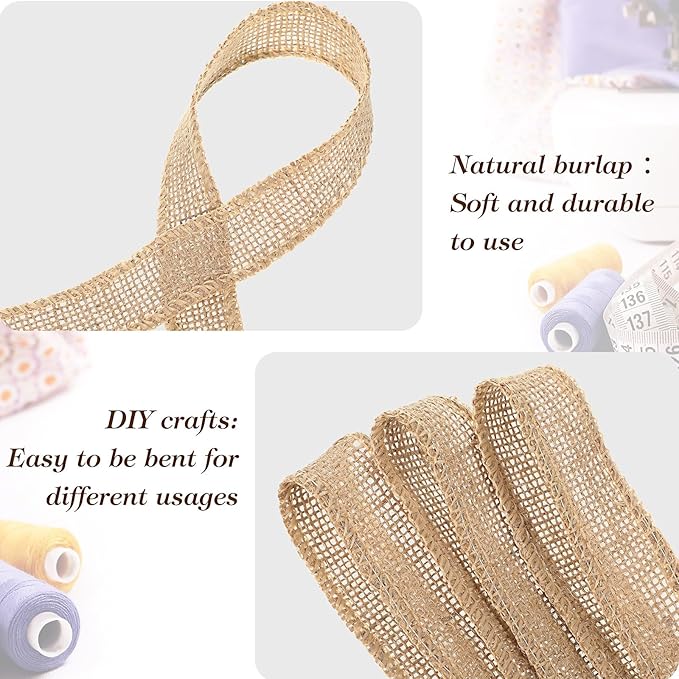 Chuangdi 20 Yard 6 Inches Burlap Ribbon Wide Jute Ribbon Natural Burlap Fabric - Image 3