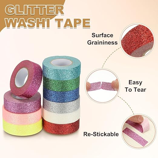 PATIKIL 1 Roll Glitter Paper Washi Tape, Washi Decorative Tape - Image 3