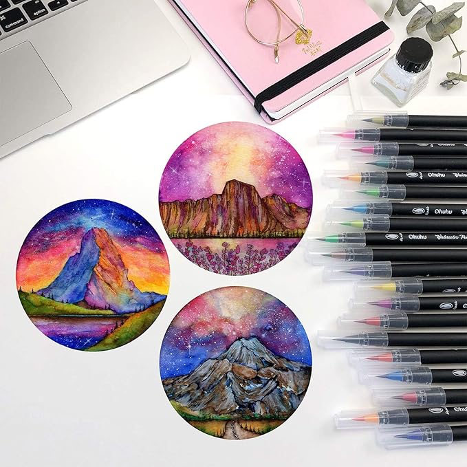 Professional Watercolor Brush Markers Pen 24 Colors of Ohuhu, Water Based - Image 6