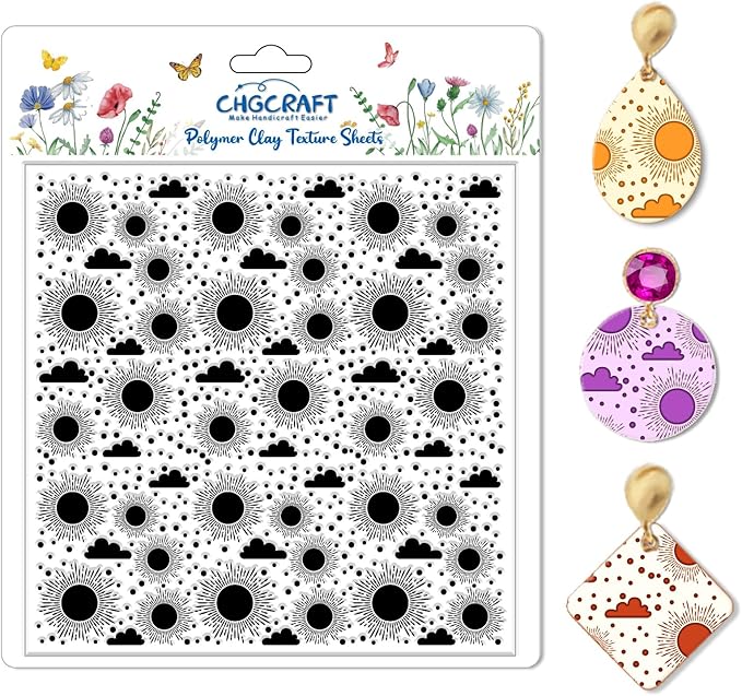 CHGCRAFT Sun and Cloud Polymer Clay Texture Sheets Geometric Pattern Silicone by chgcraft
