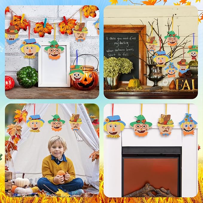 Fennoral 12 Pack Fall Craft for Kids Make You Own Scarecrow Foam Stickers DIY - Image 6
