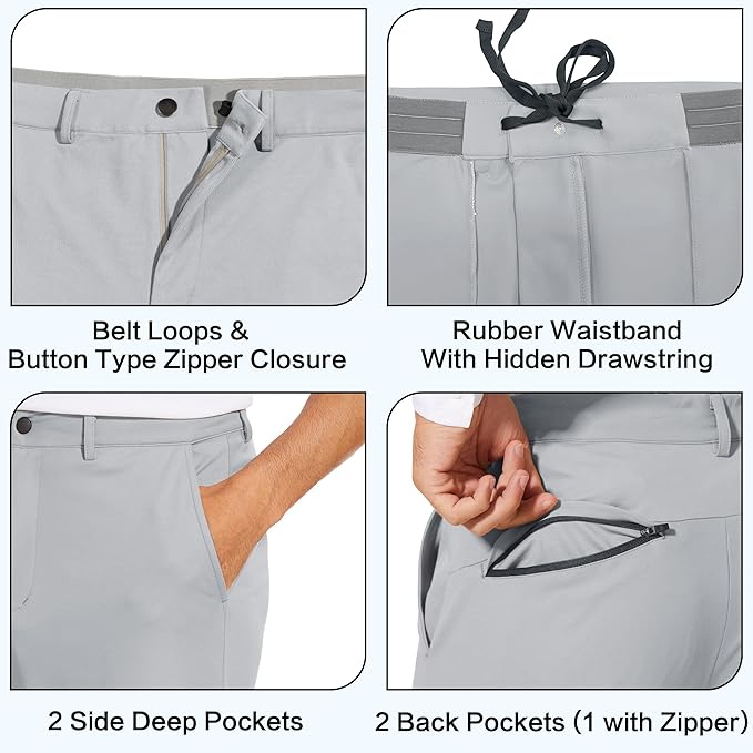 JWM Men's Stretch Golf Joggers Pants with Belt Loops - 29" 34" Slim Fit Tapered Casual Business Travel Dress Work Sweatpants