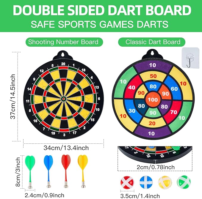 Magnetic Dart Board for Kids-12Magnetic Dart/Sticky Balls Or 2 Toy Gun+40 Foam - Image 2