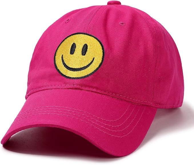 Smile Face Baseball Cap for Women Men Cute Baseball Caps Unstructured Cotton Dad Hat