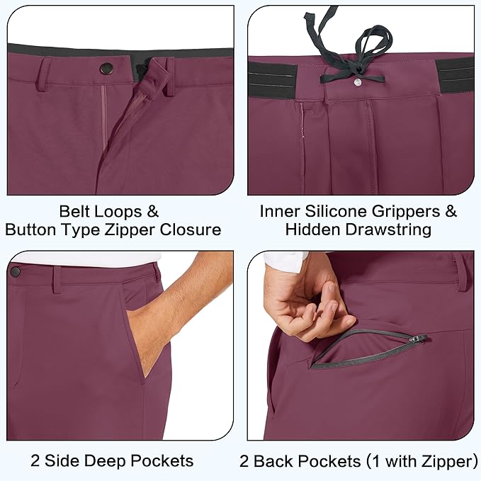 JWM Men's Stretch Golf Joggers Pants with Belt Loops - 29" 34" Slim Fit Tapered Casual Business Travel Dress Work Sweatpants