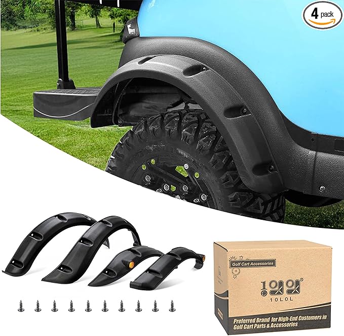 10L0L Front Rear Fender Flares for Club Car Precedent Golf Cart, with Stainless Steel Screws, Set of 4(Not Fit Modified Models)
