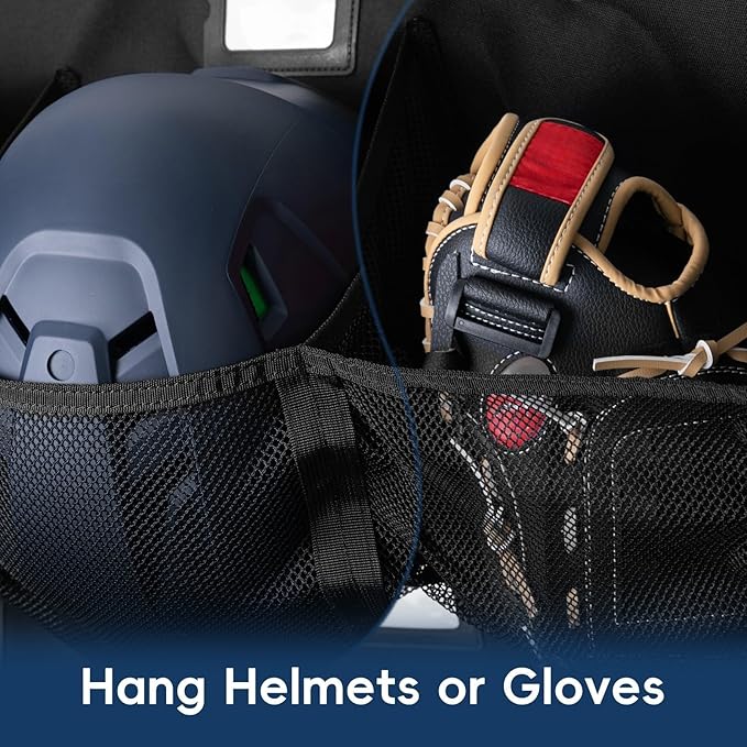 KAVIGOR Baseball/Softball Dugout Organizer - 15+ Helmet & Glove Storage Bag, Military-Grade 900D Fabric & 6 Reinforced Steel Hooks