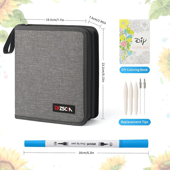ZSCM 100 Colors Duo Tip Brush Markers Art Pen Set, Artist Fine and Brush Tip - Image 3