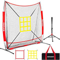 ZONLOLO 6x6ft Baseball & Softball Net for Hitting,Pitching and Batting, Throwing,Baseball net with Sturdy Bow Frame,Battting Tee,Strike Zone, Middle Size,Suitable for Kids!
