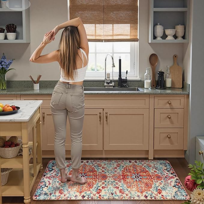 Lahome Floral Washable Kitchen Runner Rug - Image 3