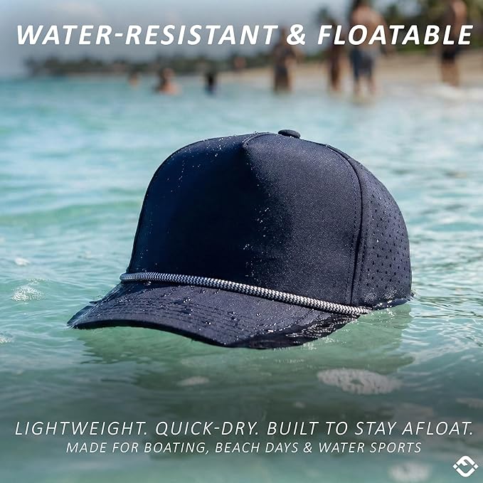 Funky Junque Performance Waterproof Golf Rope Hat – Cool Breathable Workout 5 Panel Snapback Cap for Men