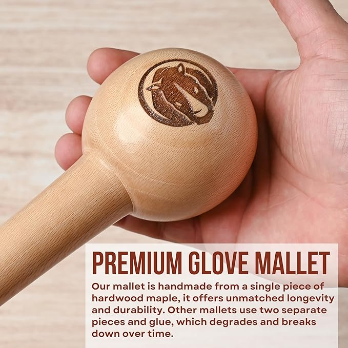 Rhino Wax - Baseball Glove Ultimate Break-in Kit - Includes Premium Oil for Ball Gloves, Mitt Conditioner, Hardwood Mallet, Wrap, Brush, and Microfiber Cloth - This is How to Break in a Glove Fast