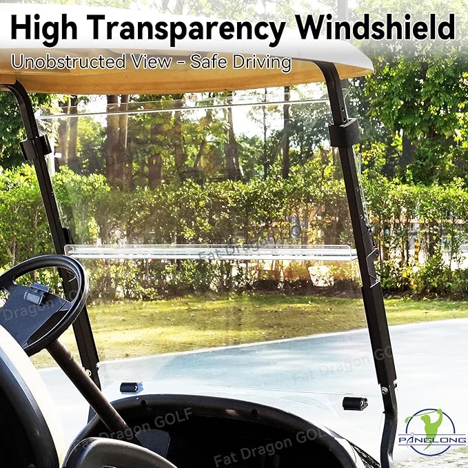 Panglong Precedent Golf Cart Windshield, Club Car Windshield with all Windshield Clips, Fold Down Windshield Anti-UV Impact Resistant Fit 2004-Up Club Car Precedent, Tempo, Onward, 37.59"W X 33.97"H