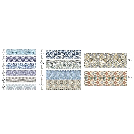 12 Rolls Exotic Charm Washi Tape Set Floral Arts Adhesive Tapes Geometric - Image 4