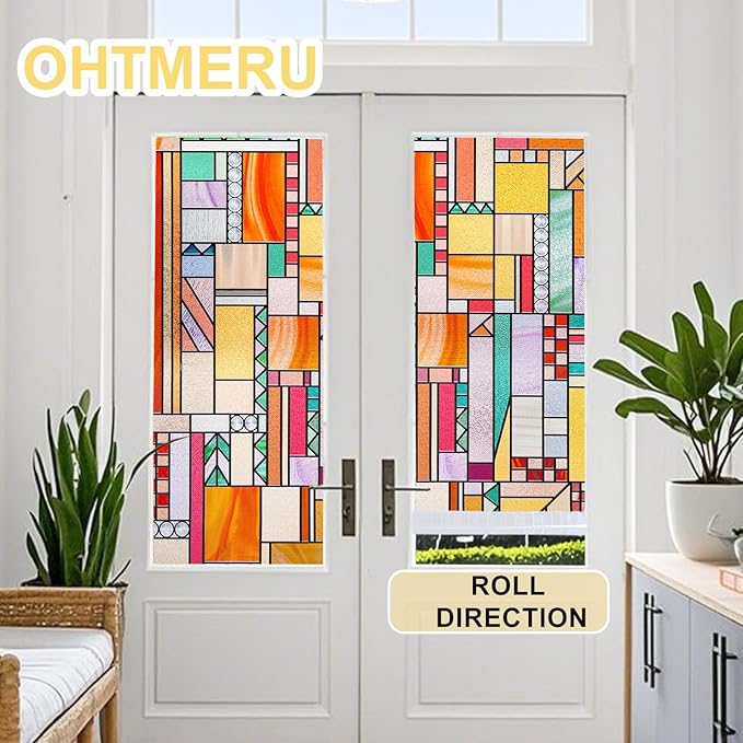 3D Stained Glass Window Privacy Film, Heat Control UV Blocking Static Cling - Image 6