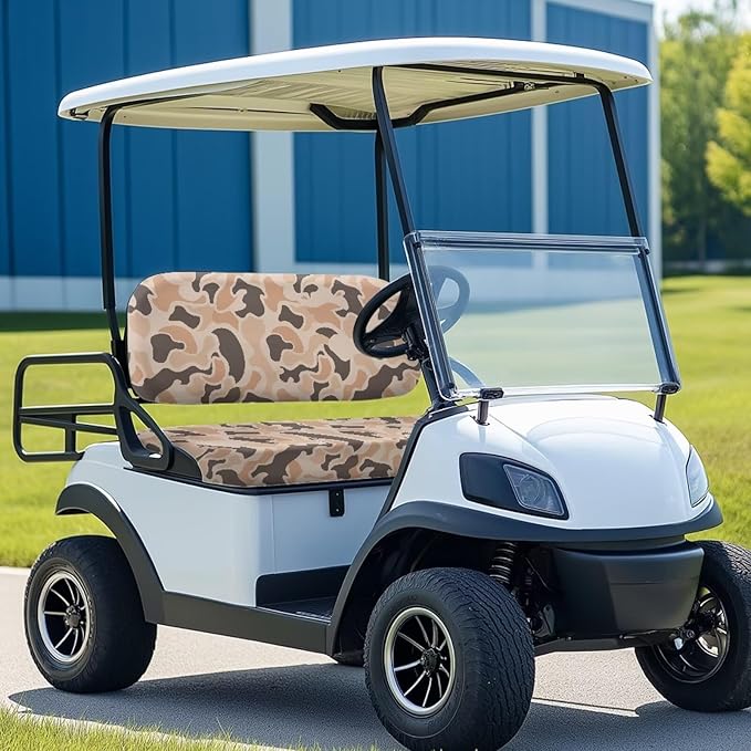 Bulopur Duck Hunting Camo Golf Cart Seat Covers Set Tropical Ezgo Golf Cart Dust Covers for Bench and Backrest, Removable Golfcart Accessory